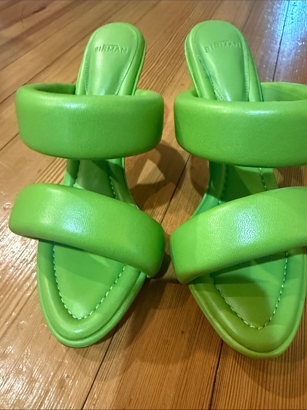 Alexandre Birman Lime Green Padded Double-Strap Slide